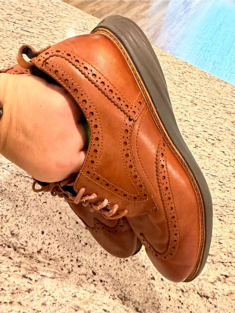 Cole Haan Mens Size 10.5 M Grand Evolution Leather Wingtip Oxford Shoes Brown